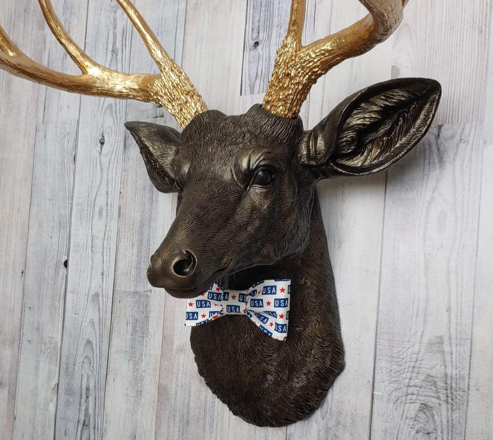 Faux Taxidermy Deer Head, Deer Head Wall Mount, Stag Head Wall Art, Deer Head with bow tie