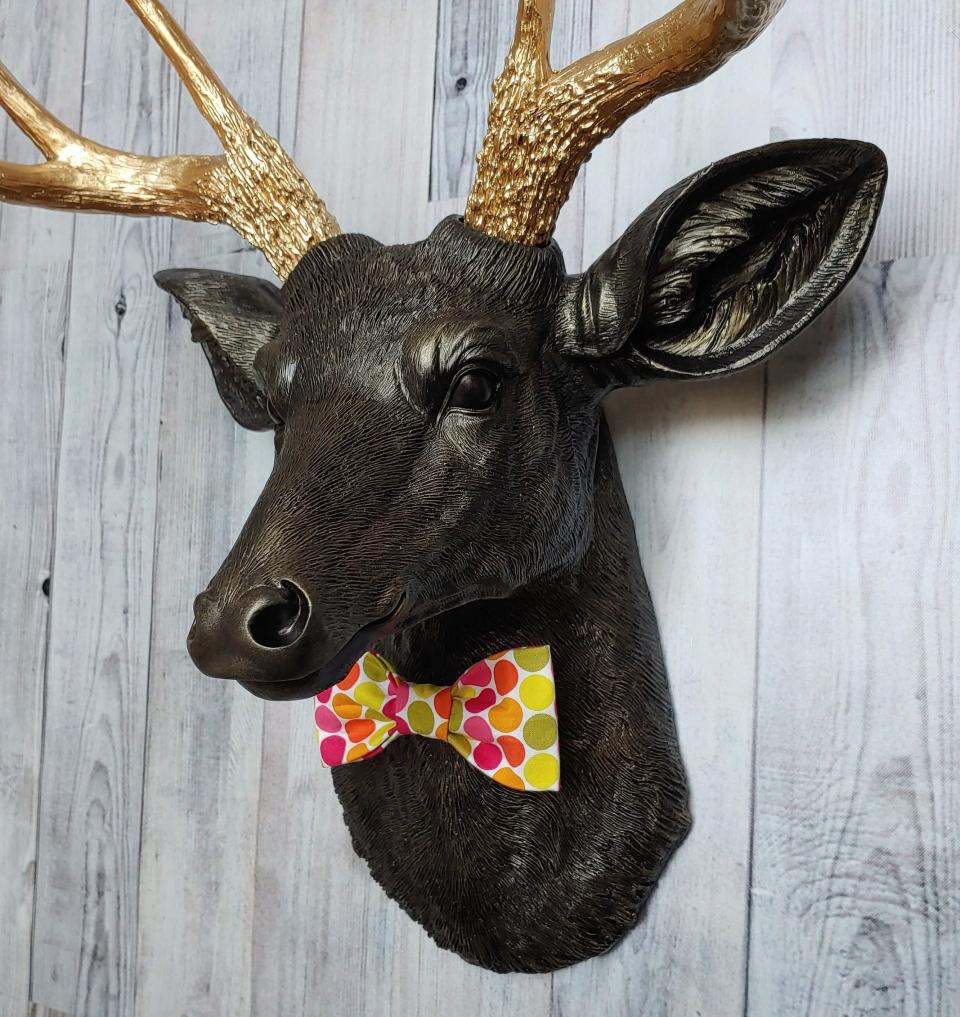 Faux Taxidermy Deer Head, Deer Head Wall Mount, Stag Head Wall Art, Deer Head with bow tie