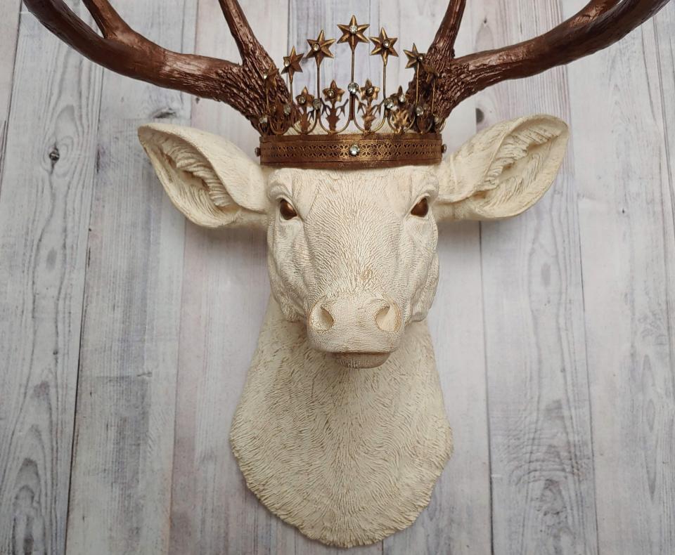 Faux Taxidermy Deer Head, Faux Stag Head, Deer Head with Crown