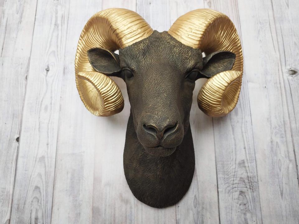 Faux Taxidermy Ram Head Wall Mount, Big Horn Sheep Wall Mount
