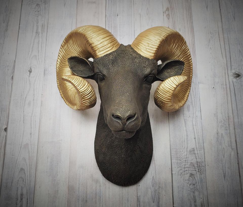 Faux Taxidermy Ram Head Wall Mount, Big Horn Sheep Wall Mount