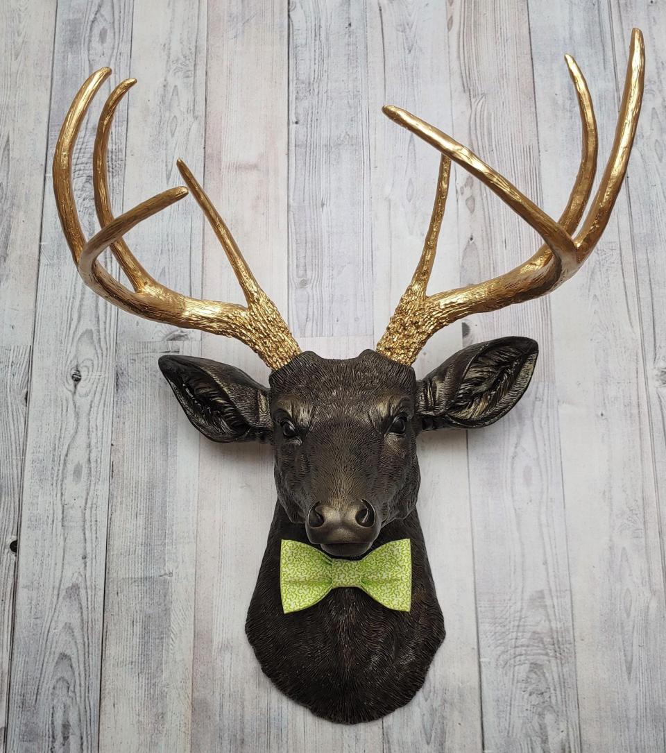 Faux Taxidermy Deer Head, Deer Head Wall Mount, Stag Head Wall Art, Deer Head with bow tie