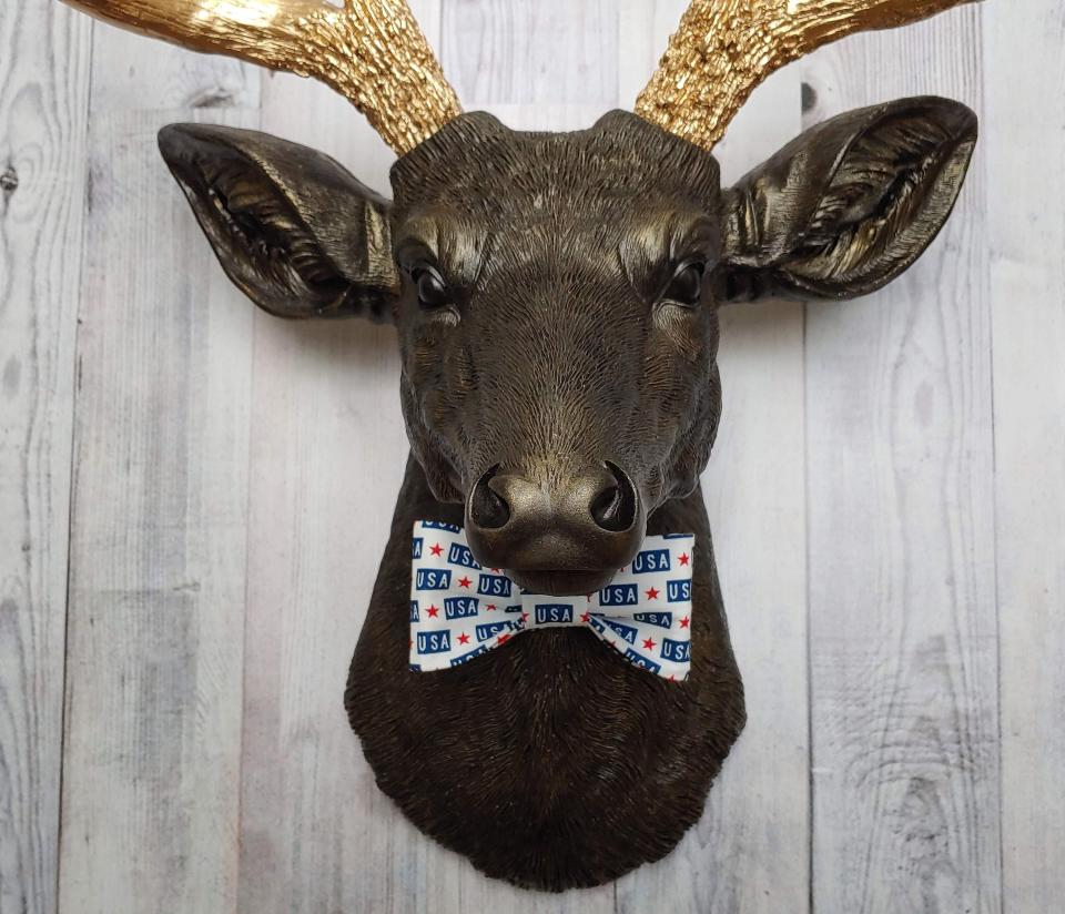 Faux Taxidermy Deer Head, Deer Head Wall Mount, Stag Head Wall Art, Deer Head with bow tie