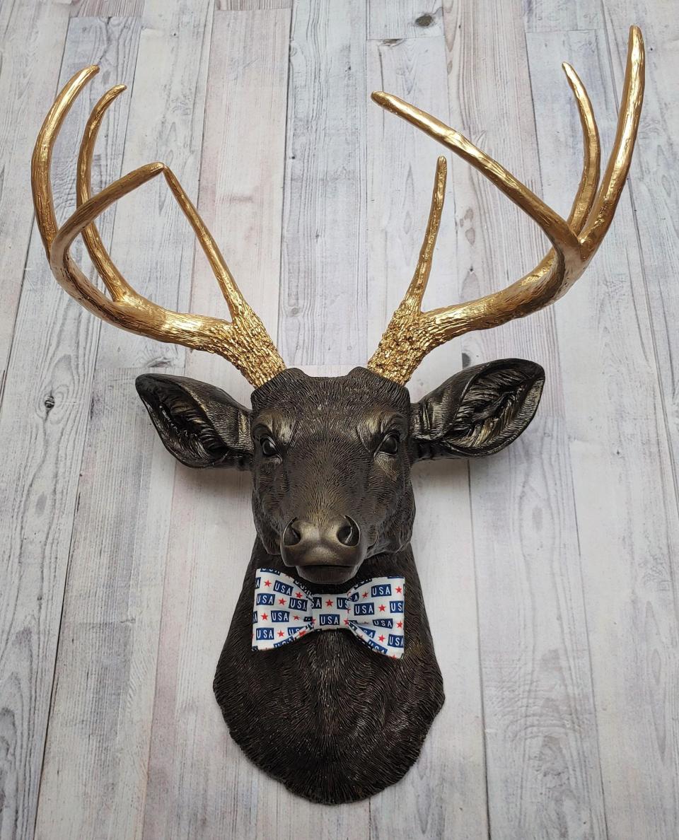 Faux Taxidermy Deer Head, Deer Head Wall Mount, Stag Head Wall Art, Deer Head with bow tie