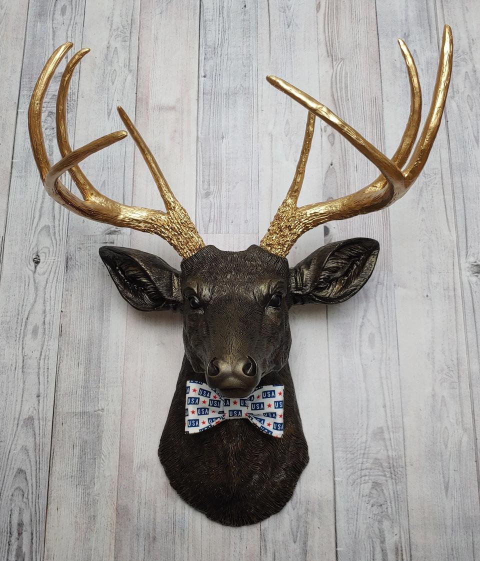 Faux Taxidermy Deer Head, Deer Head Wall Mount, Stag Head Wall Art, Deer Head with bow tie