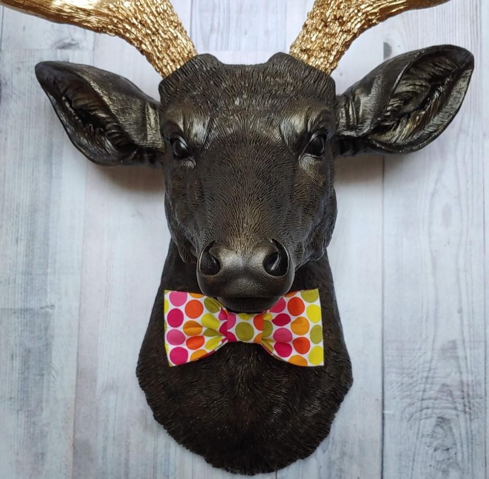Faux Taxidermy Deer Head, Deer Head Wall Mount, Stag Head Wall Art, Deer Head with bow tie