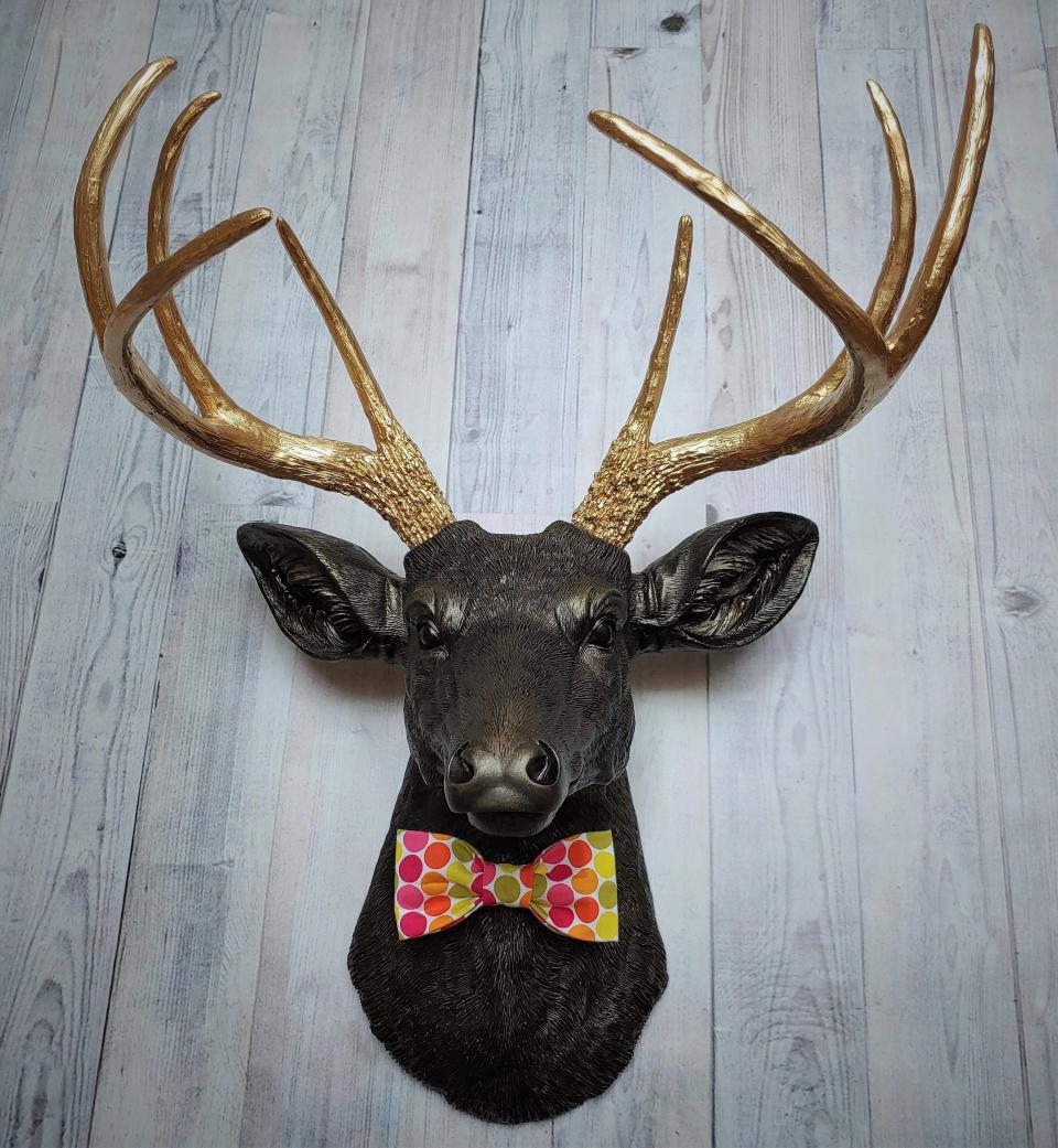 Faux Taxidermy Deer Head, Deer Head Wall Mount, Stag Head Wall Art, Deer Head with bow tie
