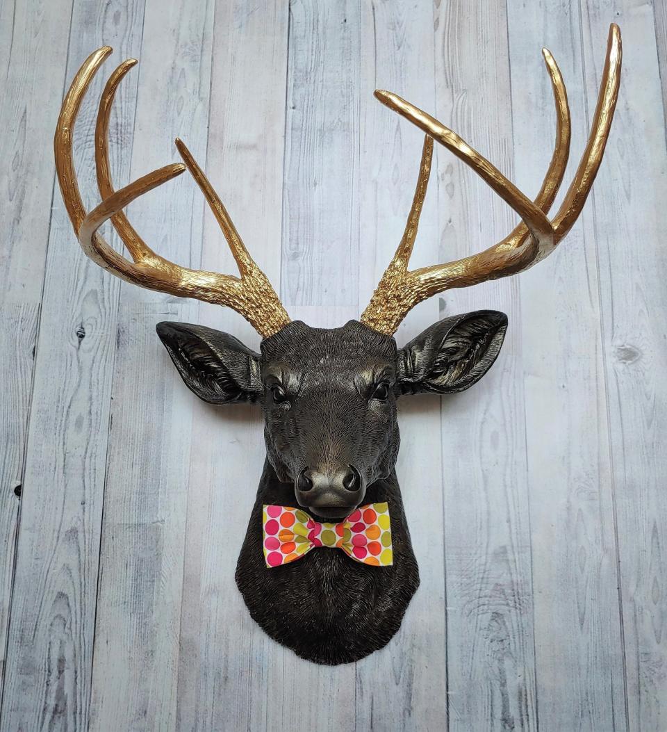 Faux Taxidermy Deer Head, Deer Head Wall Mount, Stag Head Wall Art, Deer Head with bow tie