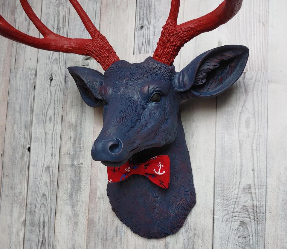 Faux Taxidermy Deer Head,  Stag Head Wall Mount, Deer Head with Bow Tie