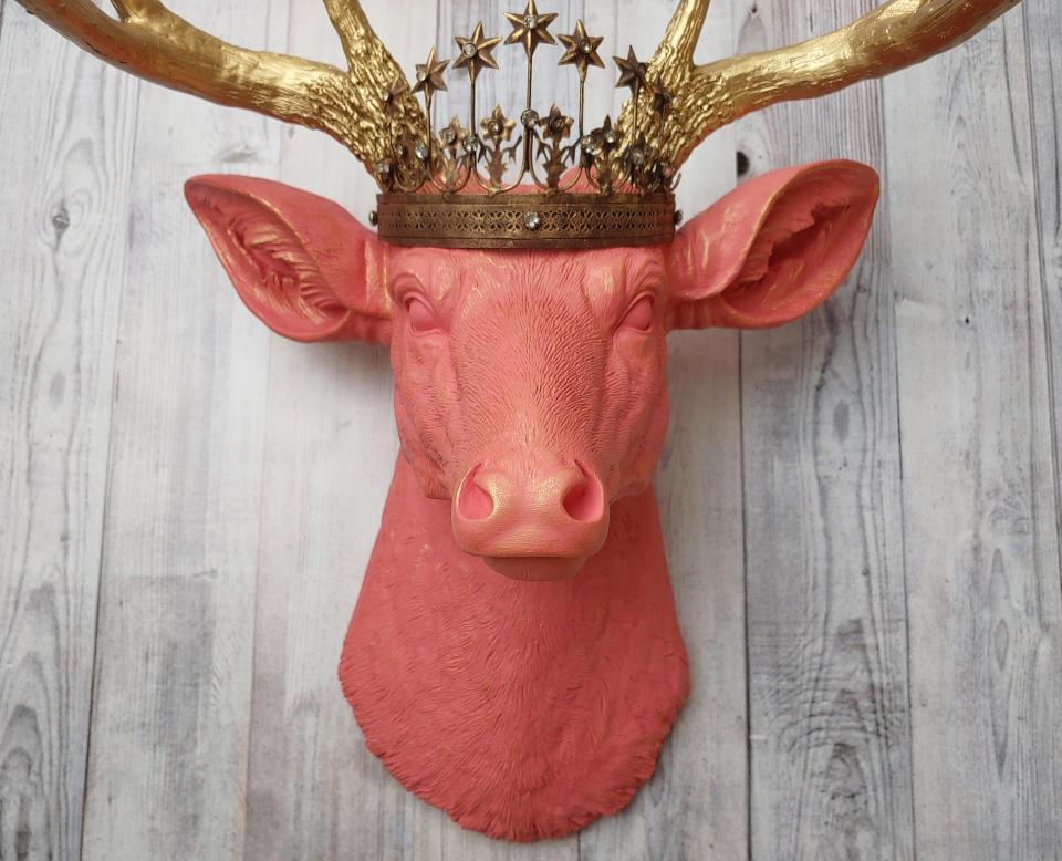 Faux Taxidermy Deer Head Wall Art, Faux Stag Head, Crowned Deer Head