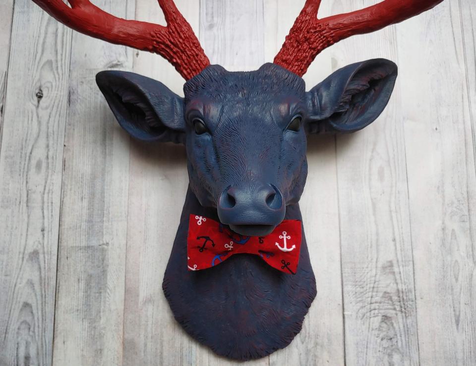 Faux Taxidermy Deer Head,  Stag Head Wall Mount, Deer Head with Bow Tie