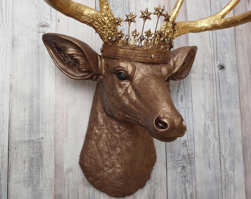 Faux Taxidermy Deer Head Wall Art, Faux Stag Head, Deer Head with Crown