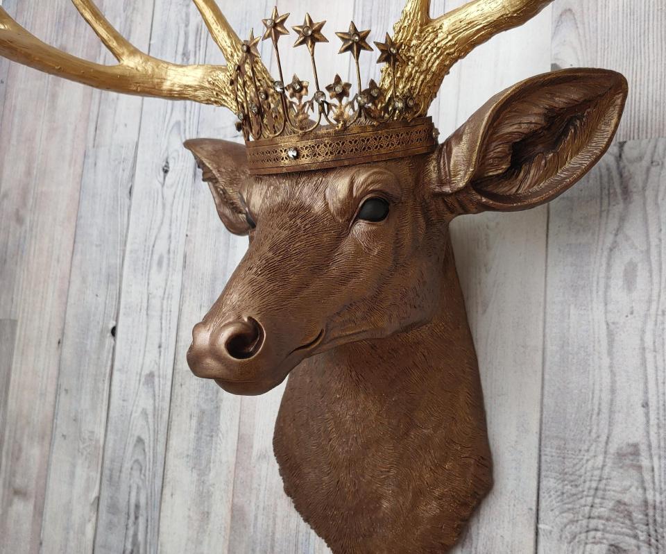 Faux Taxidermy Deer Head Wall Art, Faux Stag Head, Deer Head with Crown