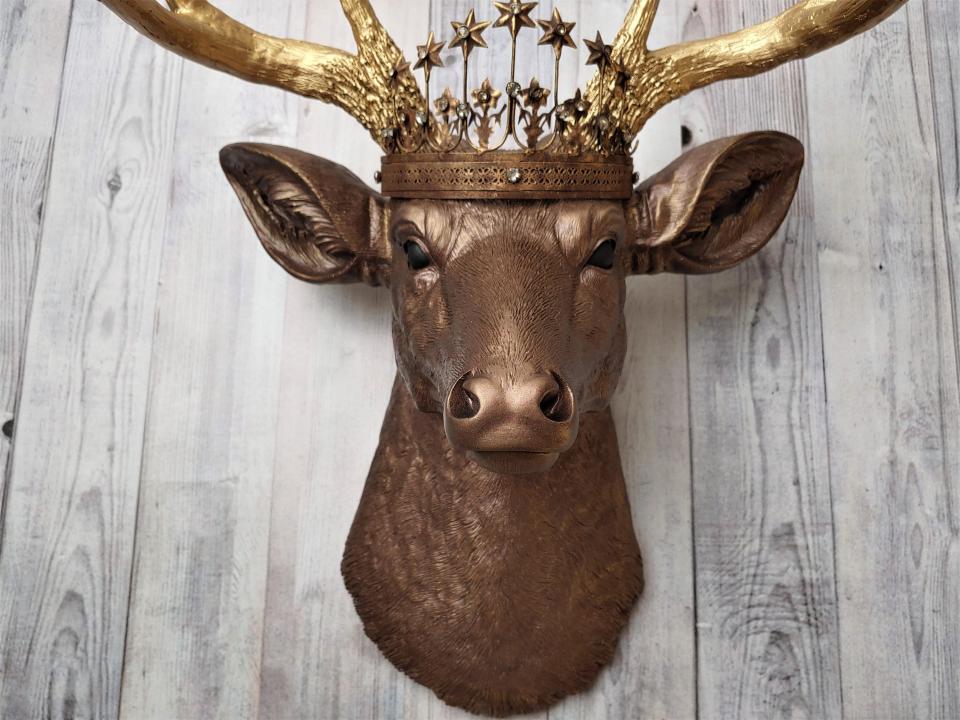 Faux Taxidermy Deer Head Wall Art, Faux Stag Head, Deer Head with Crown