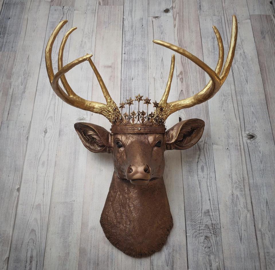Faux Taxidermy Deer Head Wall Art, Faux Stag Head, Deer Head with Crown