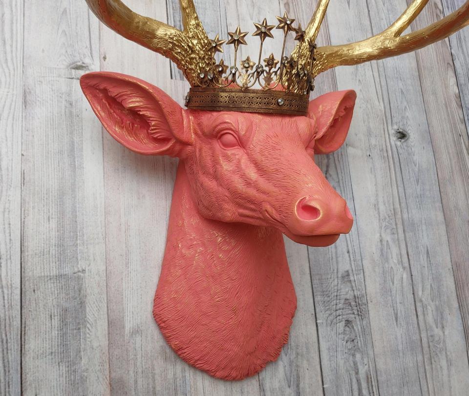 Faux Taxidermy Deer Head Wall Art, Faux Stag Head, Crowned Deer Head