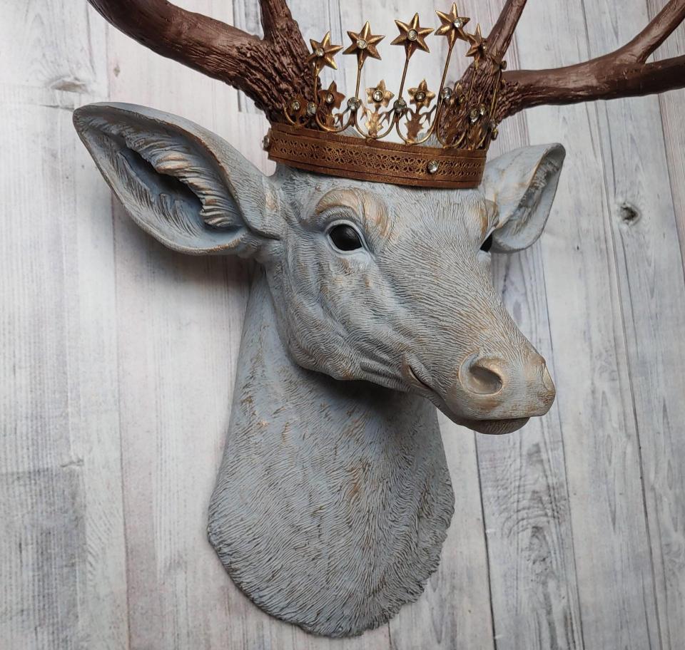 Faux Taxidermy Deer Head Wall Art, Faux Stag Head, Deer Head with Crown