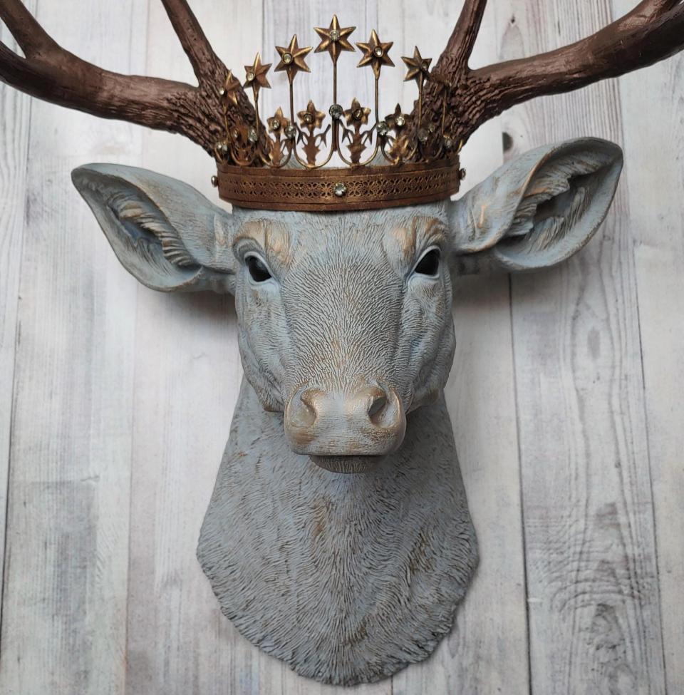 Faux Taxidermy Deer Head Wall Art, Faux Stag Head, Deer Head with Crown