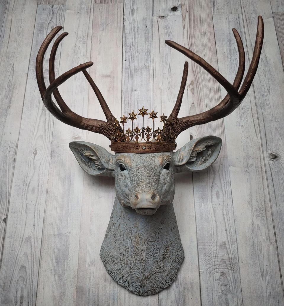 Faux Taxidermy Deer Head Wall Art, Faux Stag Head, Deer Head with Crown