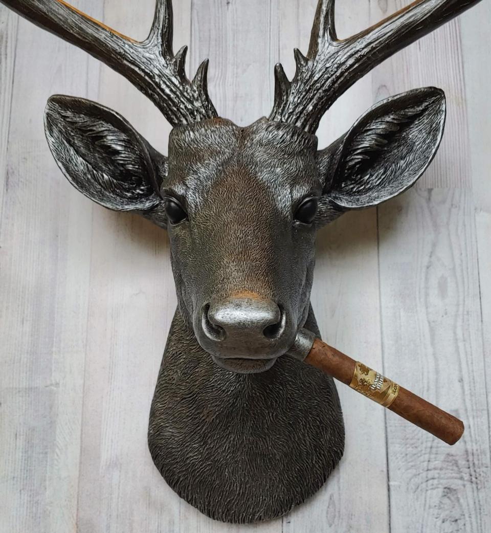 Faux Taxidermy Deer Head Wall Mount, Faux Taxidermy Stag Head with Cigar