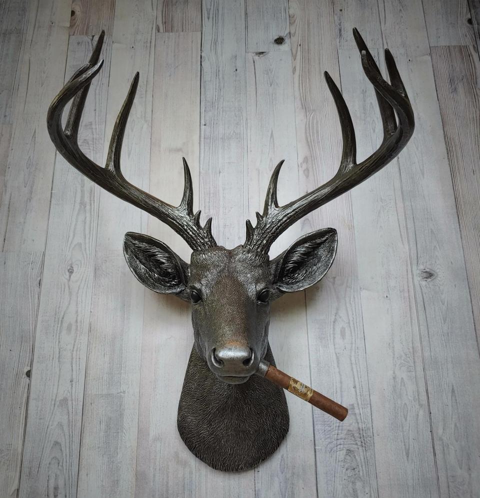 Faux Taxidermy Deer Head Wall Mount, Faux Taxidermy Stag Head with Cigar