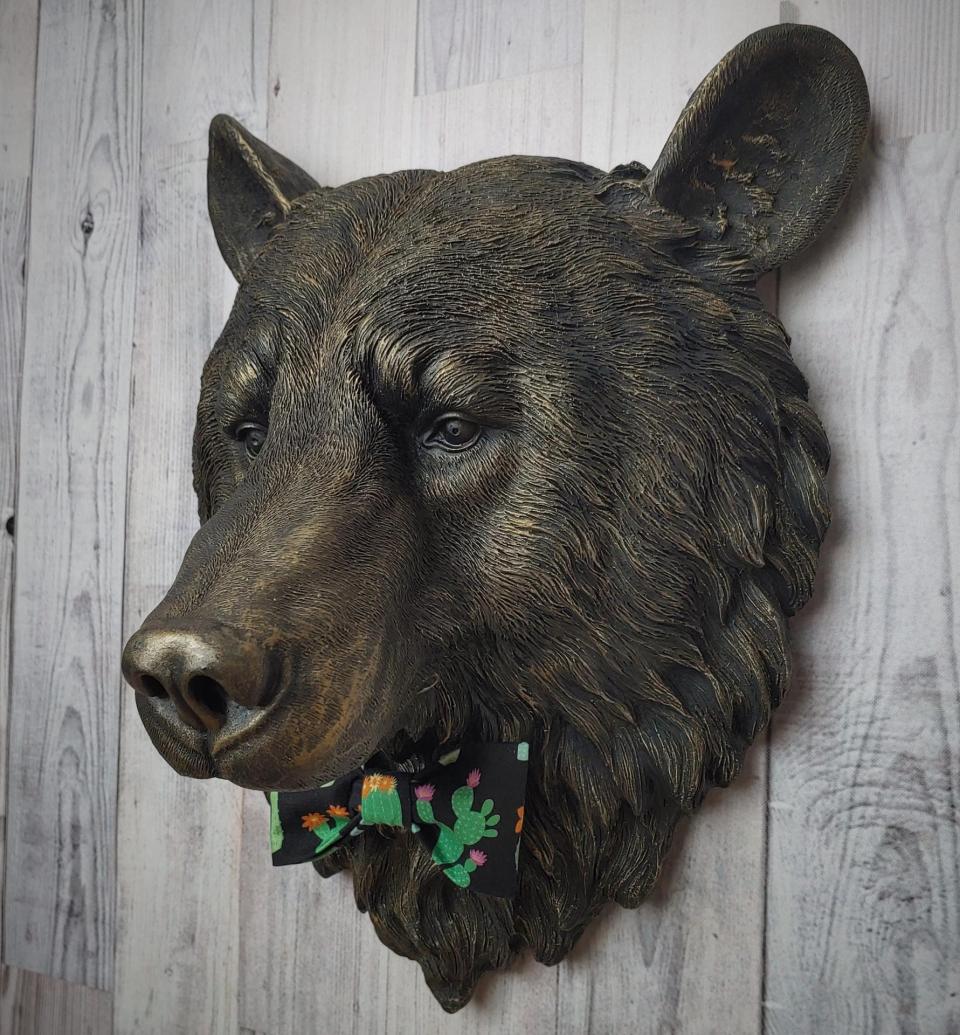 faux taxidermy bear head wall mount