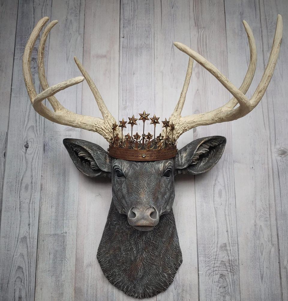 Faux Taxidermy Deer Head Wall Art, Faux Stag Head, Crowned Deer Head